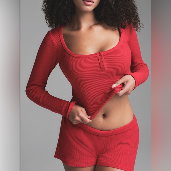 SKIMS Other - Skims thermal Knit Henley short pajamas